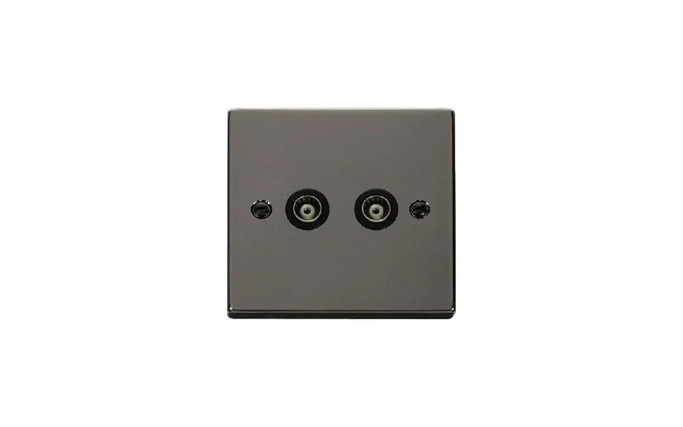 Click Deco Twin Isolated Coaxial Socket Outlet Black Nickel Insert Black