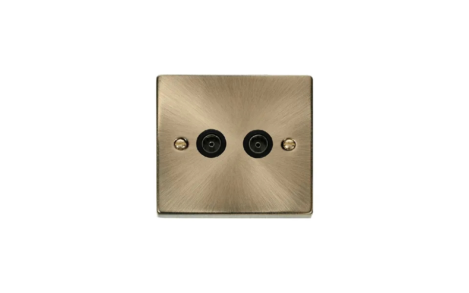 Click Deco Twin Non-isolated Coaxial Socket Outlet Antique Brass Insert Black