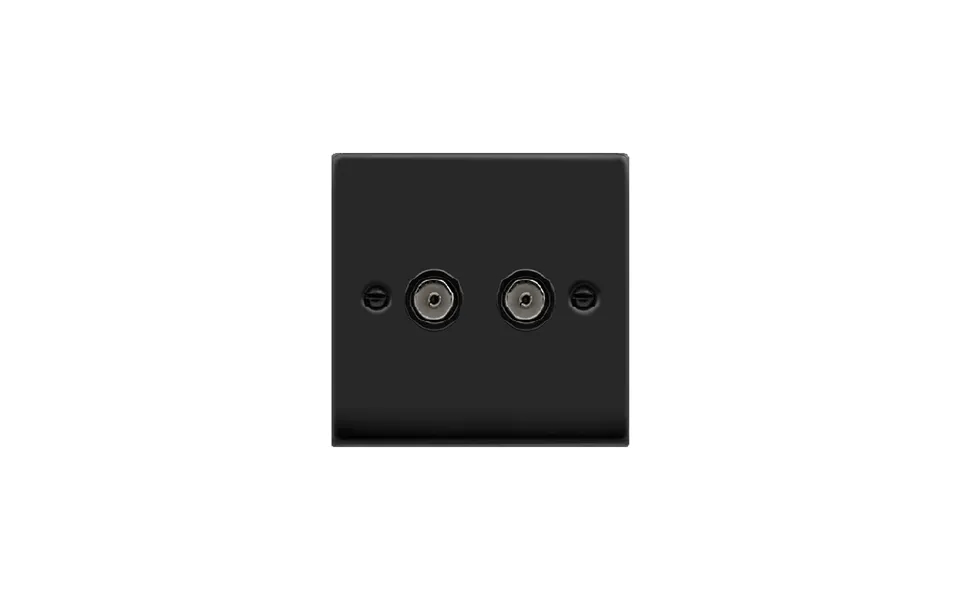 Click Deco Twin Non-isolated Coaxial Socket Outlet Matt Black Insert Black