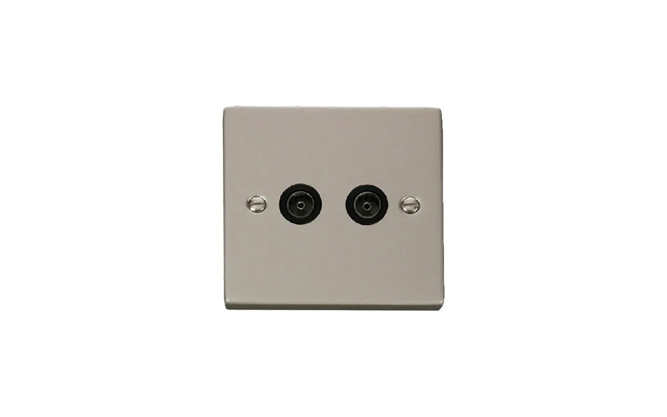 Click Deco Twin Non-isolated Coaxial Socket Outlet Pearl Nickel Insert Black