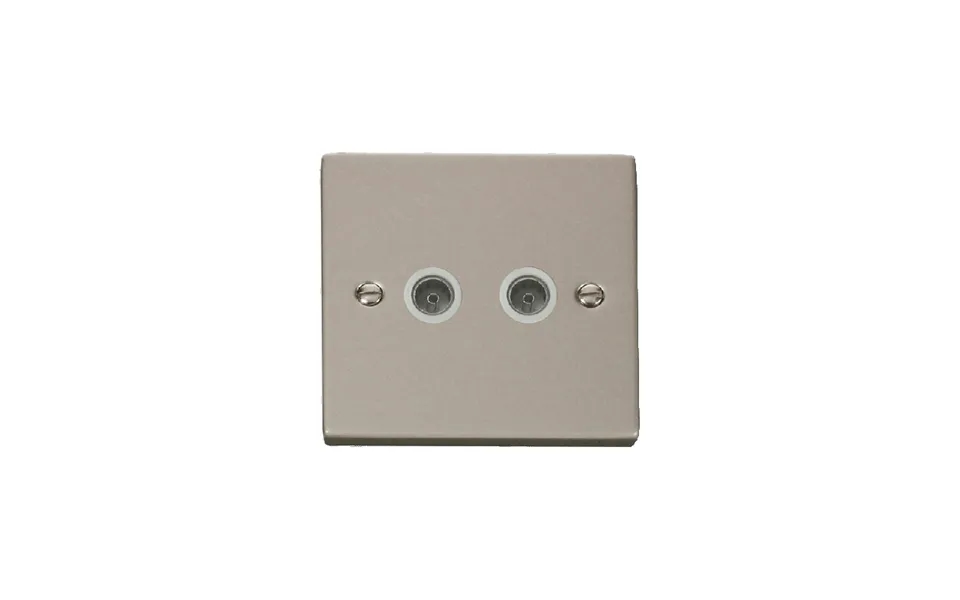 Click Deco Twin Non-isolated Coaxial Socket Outlet Pearl Nickel Insert White