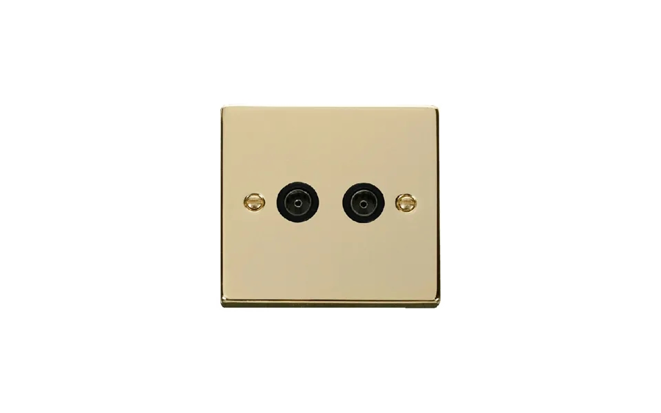 Click Deco Twin Non-isolated Coaxial Socket Outlet Polished Brass Insert Black