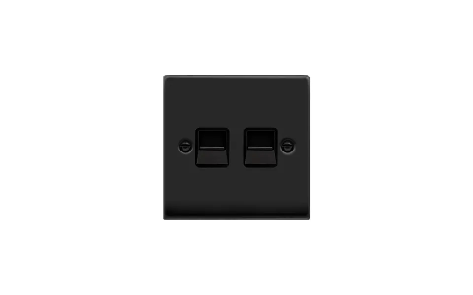 Click Deco Twin Telephone Socket Outlet Master Matt Black Insert Black