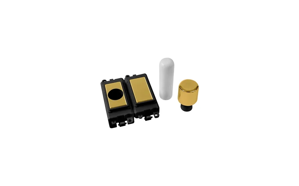 Click Gridpro Polished Brass 2 Module Dimmer Mounting Kit Insert Black