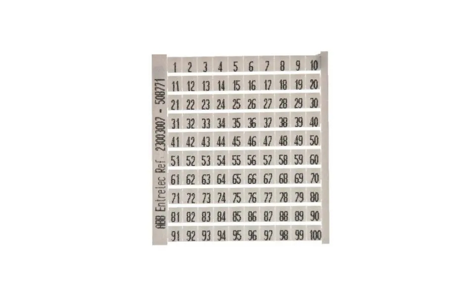 Entrelec Marker Card 6mm Spacing 1-100