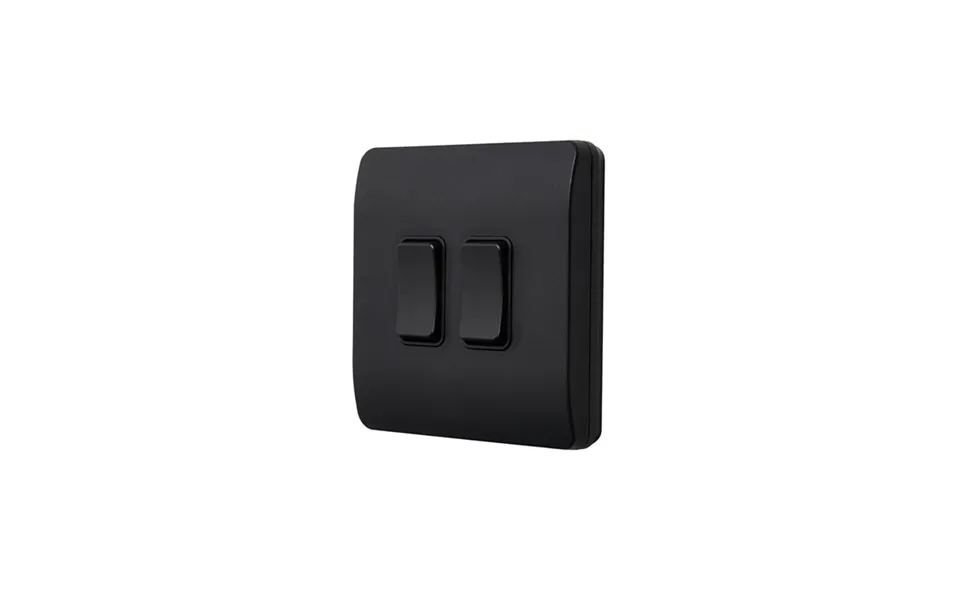 Forum 2 Gang Black Slimline Cover With Black Switch Dimmable
