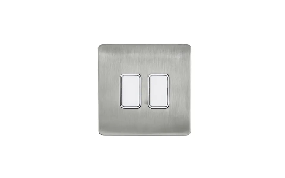 Forum 2 Gang Satin Nickel Decorative Cover With White Switch Non-dimmable
