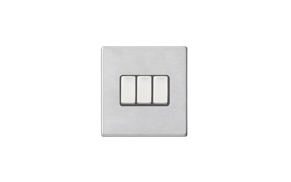 Hamilton Hartland G2 Satin Stainless Steel 3g 10ax 2 Way Switch Quartz Grey Insert