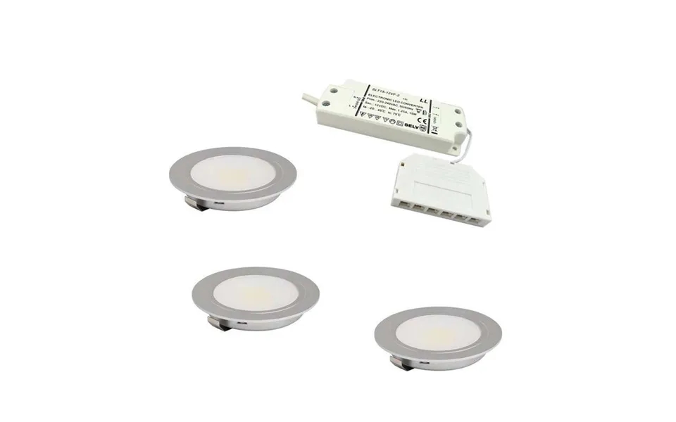Leyton Cabinet Cob Led Downlight Kit 3w Stainless Steel 3000k Warm White