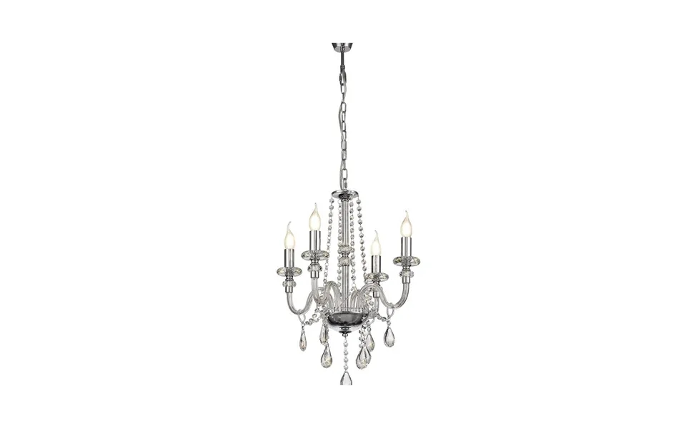 Luxuria Aldrich 46cm Chandelier Pendant 4 Light E14 Polished Chrome Clear Glass Crystal