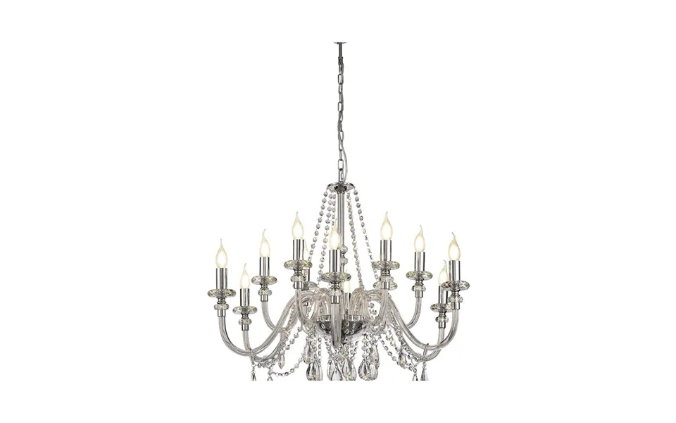 Luxuria Aldrich 81cm Chandelier Pendant 12 Light E14 Polished Chrome Clear Glass Crystal