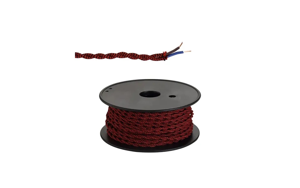 Luxuria Glorelle 25m Roll Red & Black Wave Stripe Braided Twisted 2 Core 0