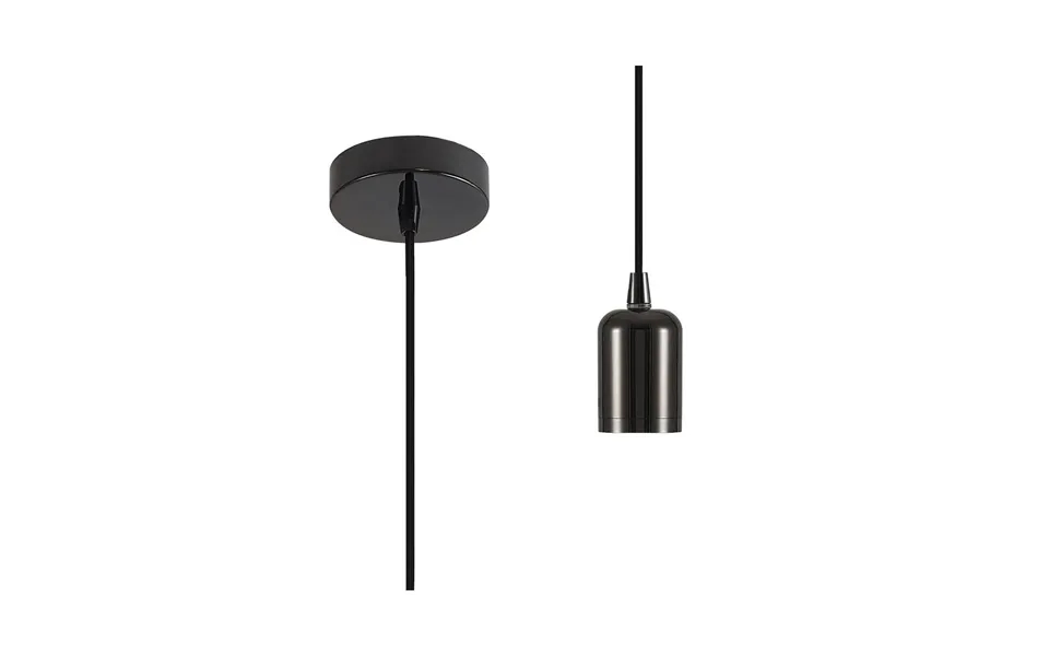 Luxuria Glorelle 2m Suspension Kit Black Chrome Black Braided Cable E27 C W Ceiling Bracket & Deeper Shade Ring