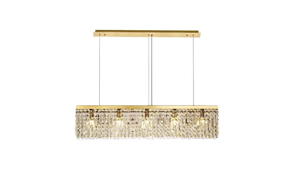 Luxuria Illumia 102x9cm Linear Pendant Chandelier 5 Light E14 Gold Crystal