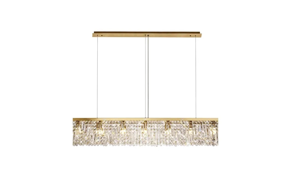 Luxuria Illumia 138x9cm Linear Pendant Chandelier 7 Light E14 Gold Crystal