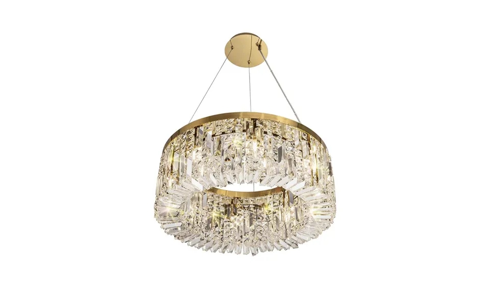 Luxuria Illumia 60cm Round Pendant Chandelier 8 Light E14 Gold Crystal