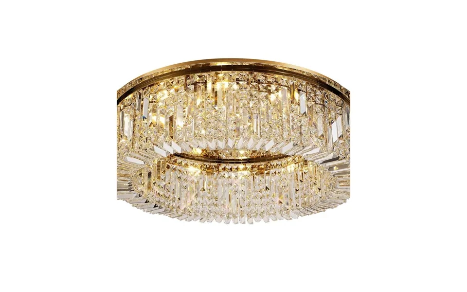 Luxuria Illumia 85cm Round Flush Chandelier 12 Light E14 Gold Crystal