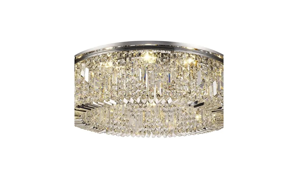Luxuria Illumia 85cm Round Flush Chandelier 12 Light E14 Polished Chrome Crystal