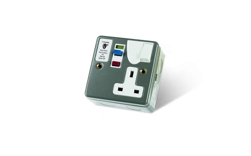 Timeguard Rcd Protected Single Gang Metal Switched Socket Active