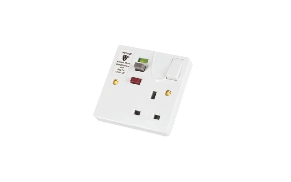 Timeguard Rcd Protected Single Gang White Switched Socket Passive