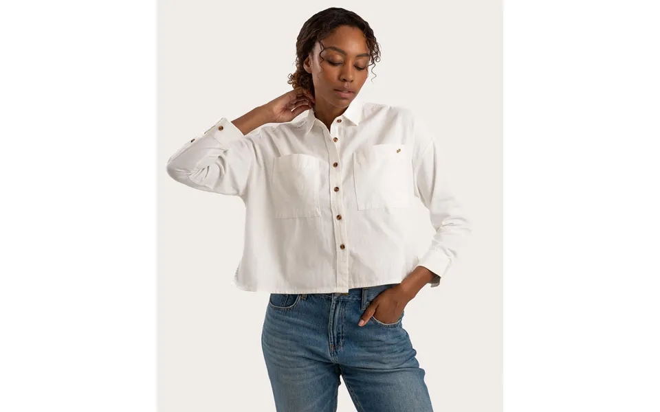 Ladies Boxy Long Sleeve Shirt - Soft White