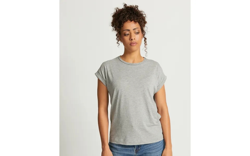 Ladies Cotton Melange Tee - Grey