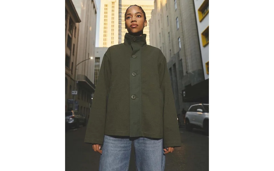 Ladies Melton Button Jacket - Bottle Green