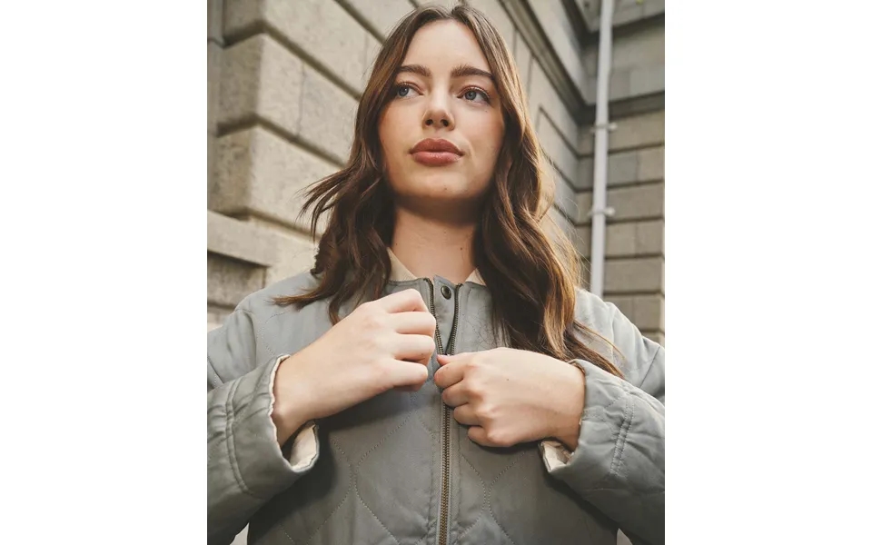 Ladies Quilted Bomber Jacket - Stone Sage