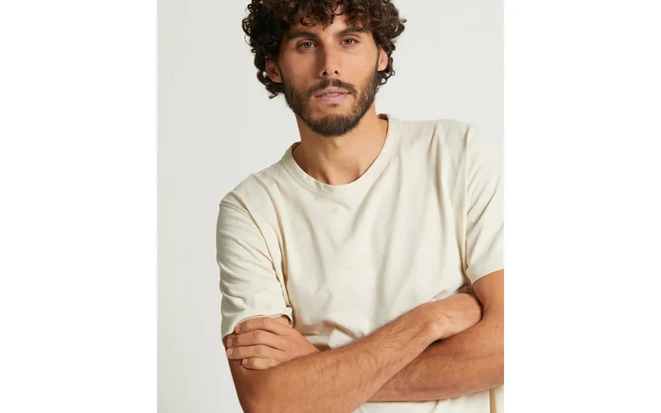 Mens Curved Hem Slub Tee - Ecru