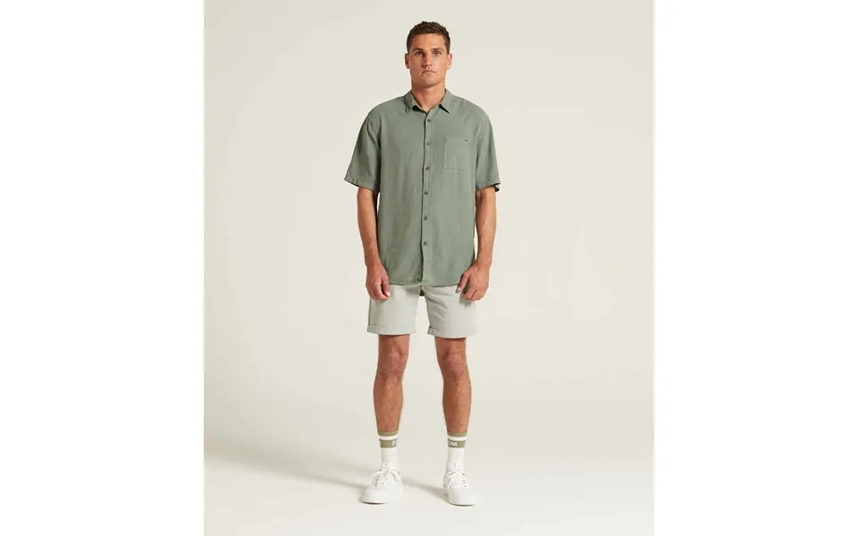 Mens Garment Dyed Short Sleeve Shirt - Silver Pine