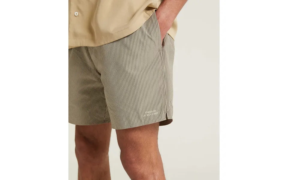 Mens Seersucker Swim Shorts - Stone Stripe