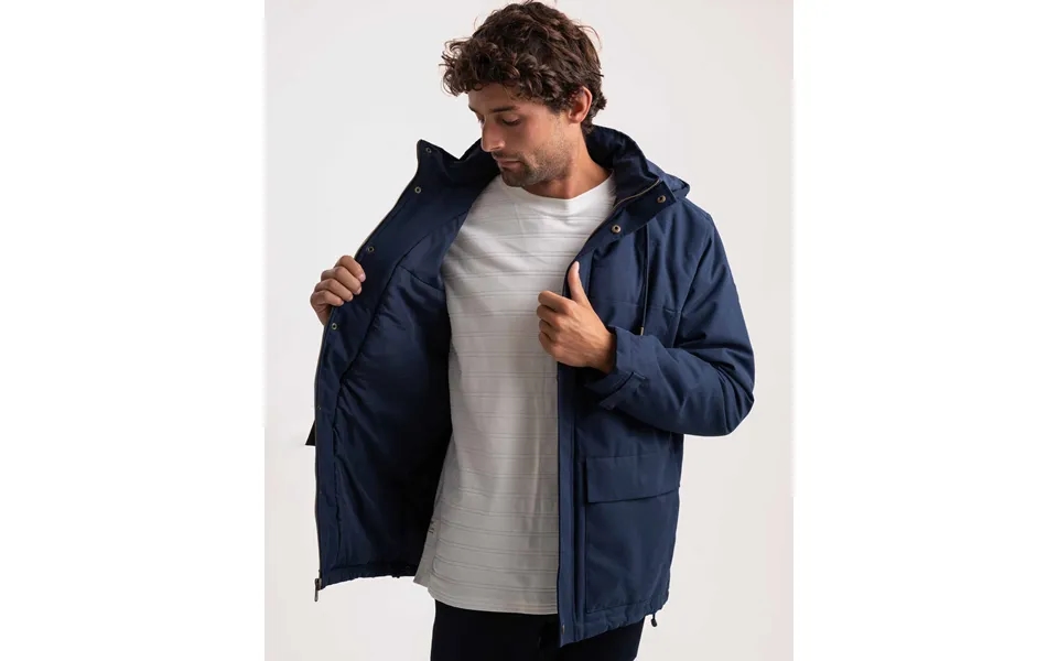 Mens Semi-quilted Parka Jacket - Deep Ink
