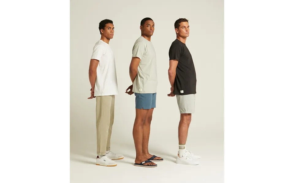 Mens Standard Three Pack Cotton Tees - White Black Mineral Grey