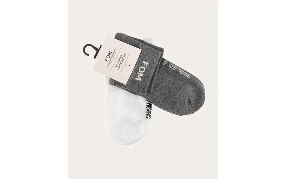 Socks Fom Ankle Twin Pack - White & Grey Melange Size 7-11