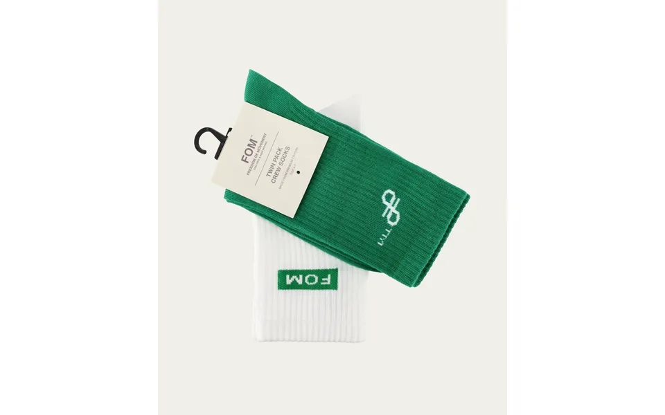 Socks Fom Crew Twin Pack - Green Knot & White Fom Size 4-7