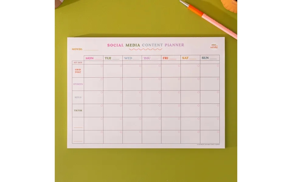 A4 Colourful Social Media Weekly Planner Pad