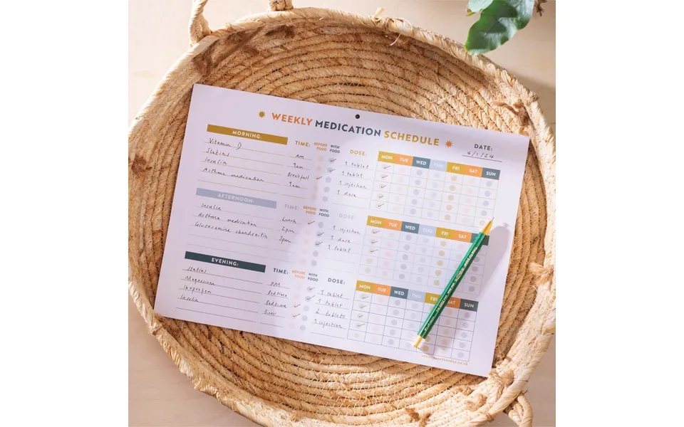 A4 Weekly Medication Schedule Seascape
