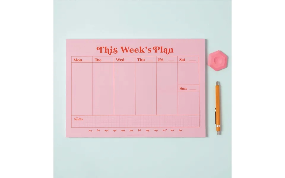 A4 Weekly Planner Pad Pink & Red