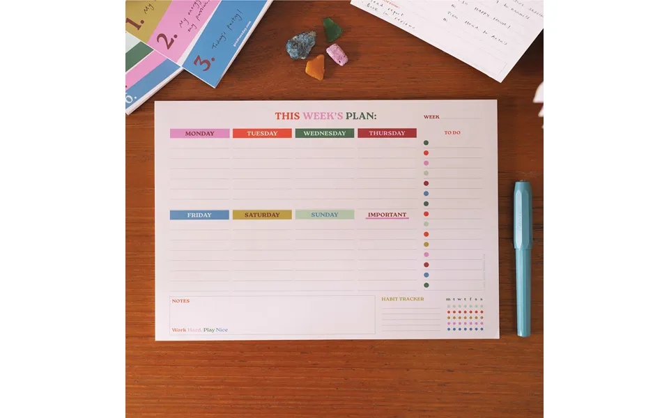 A4 Weekly Planner Pad Work Hard - Play Nice
