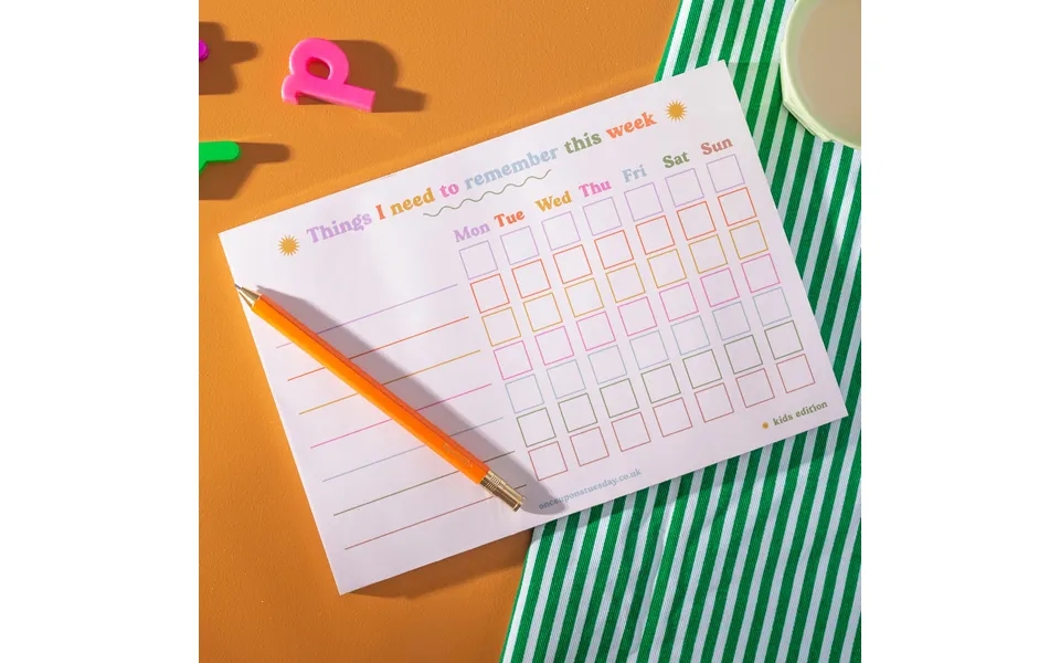 A5 Kids Weekly Planner Pad Things I Need To Remember This Week