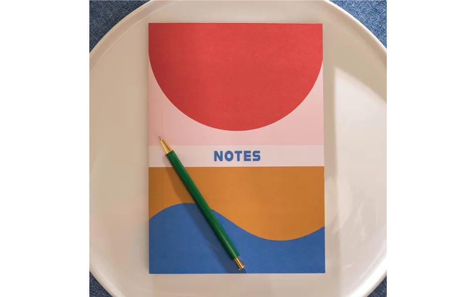 A5 Lay Flat Notebook Cobalt & Peach Geometric Lined