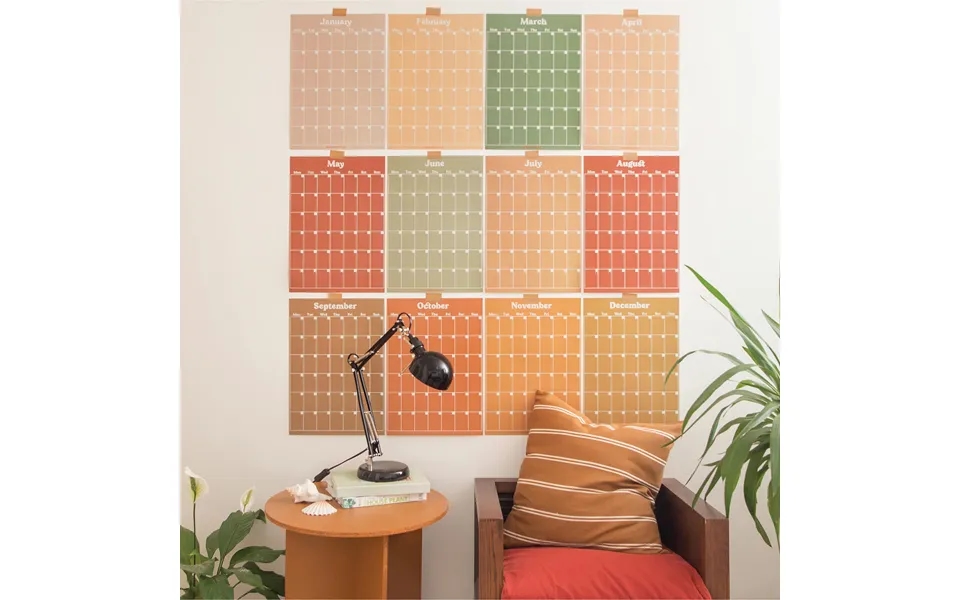 Large Monthly Undated A3 Wall Planner 12 Pages Muted