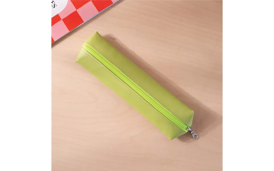 Pencil Case Pear Green Recycled Leather