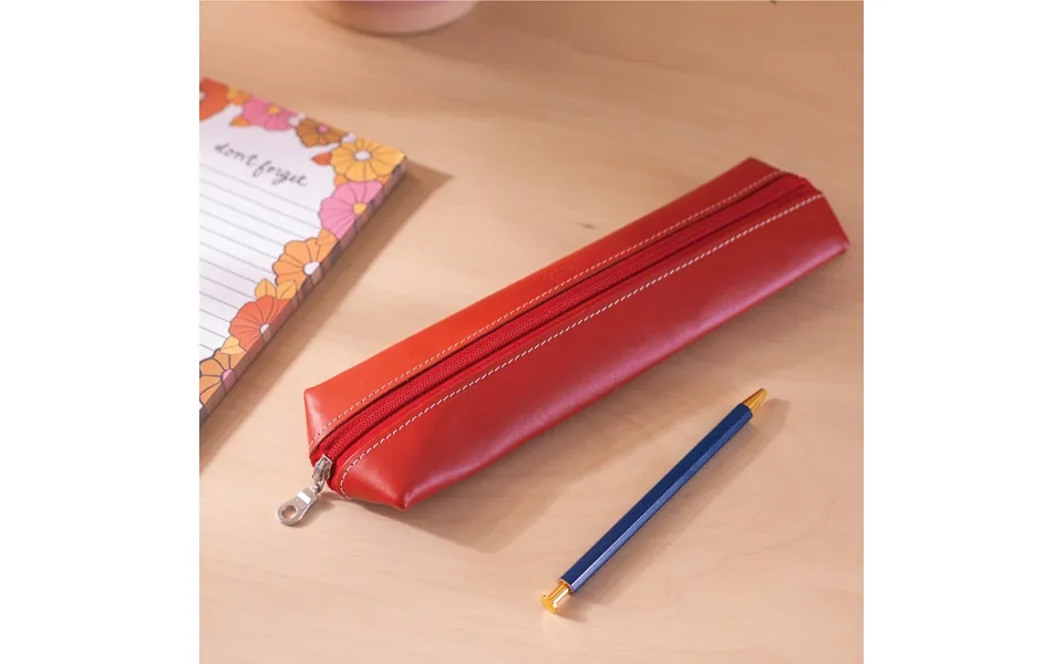 Pencil Case Terracotta Red Recycled Leather