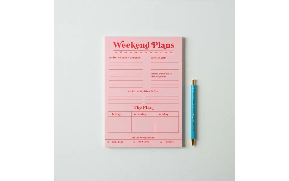 Weekend Planner Pad A5 Pink & Red