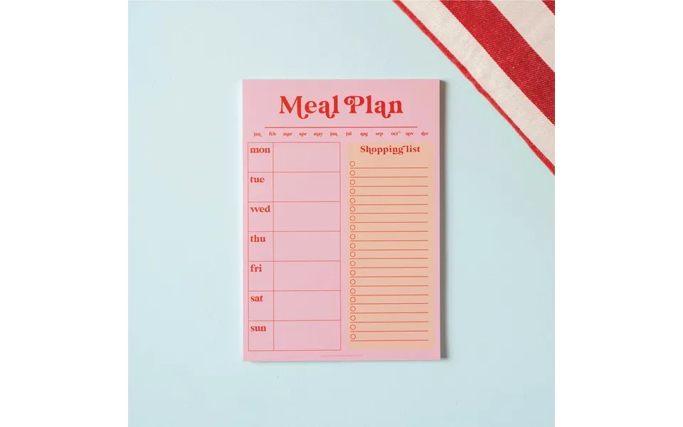 Weekly Meal Planner & Shopping List Pad A5 Pink & Red