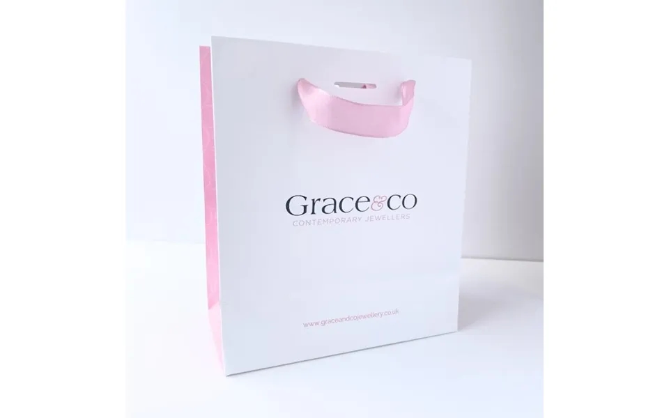 Branded Pink & White Gift Bag With Ribbon