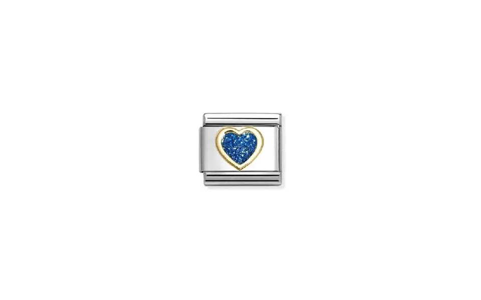 Classic Gold And Enamel Glitter Blue Heart Love & Hearts Charms