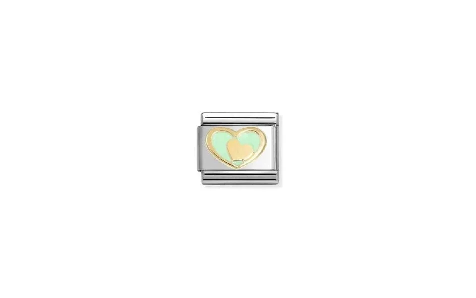 Classic Gold And Enamel Pastel Green Heart In Heart Love & Hearts Charms