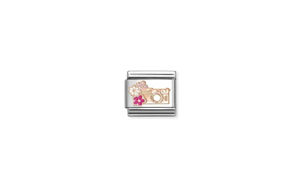 Classic Rose Gold And Enamel Camera With Flowers Fashion & Fun Charms